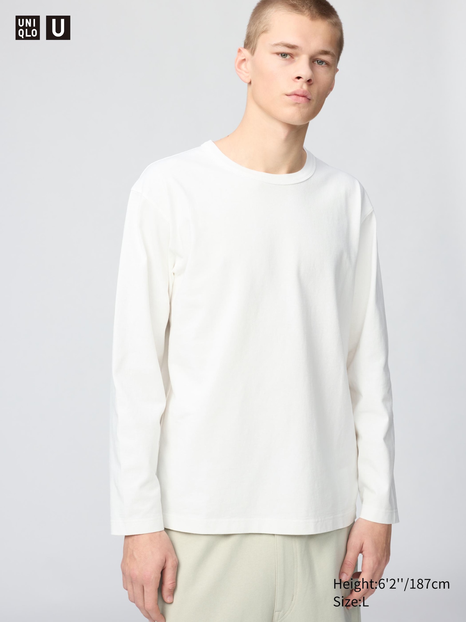 Washed Cotton Crew Neck T-Shirt Long Sleeve