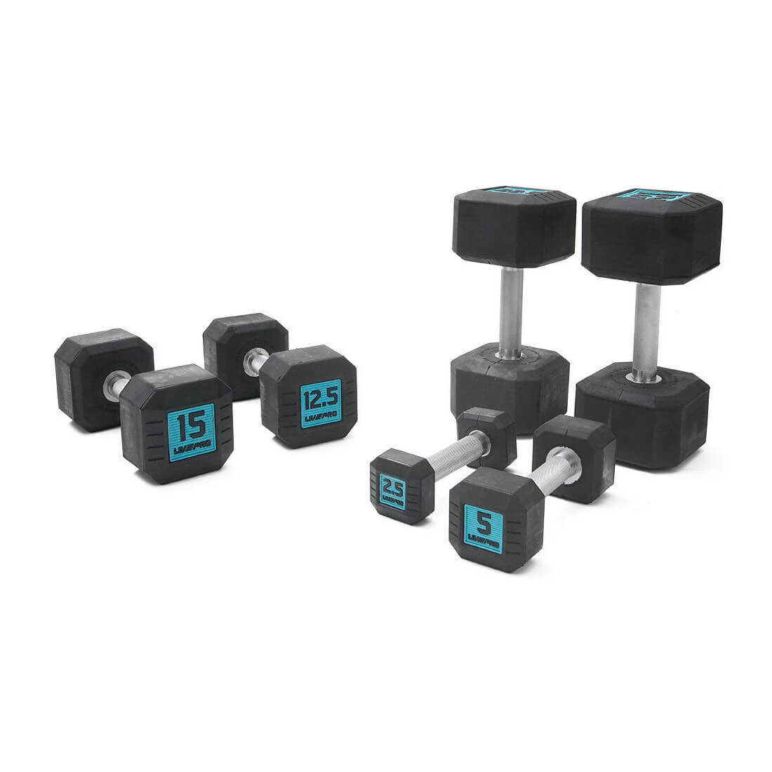 Rubber Octagonal Dumbbells (Sold as Pairs)